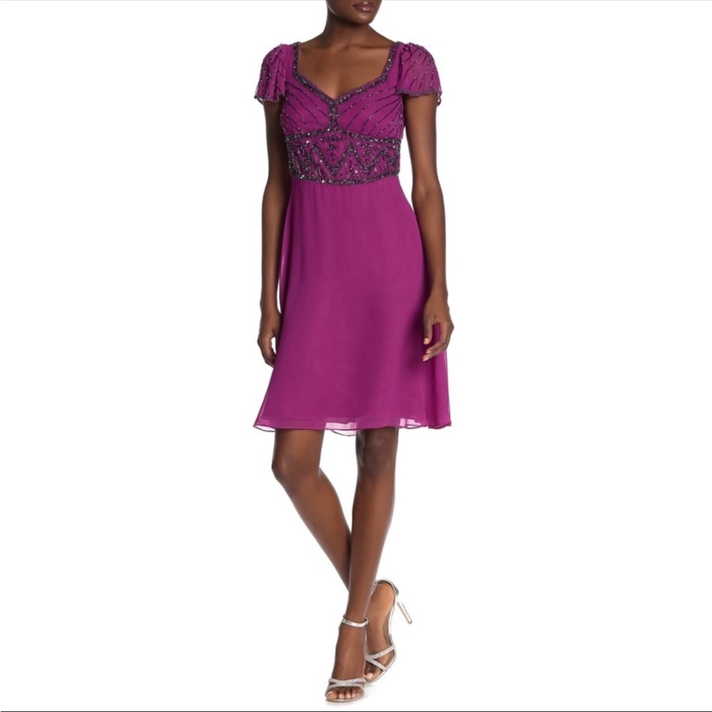Fuschia beaded dress sz 10